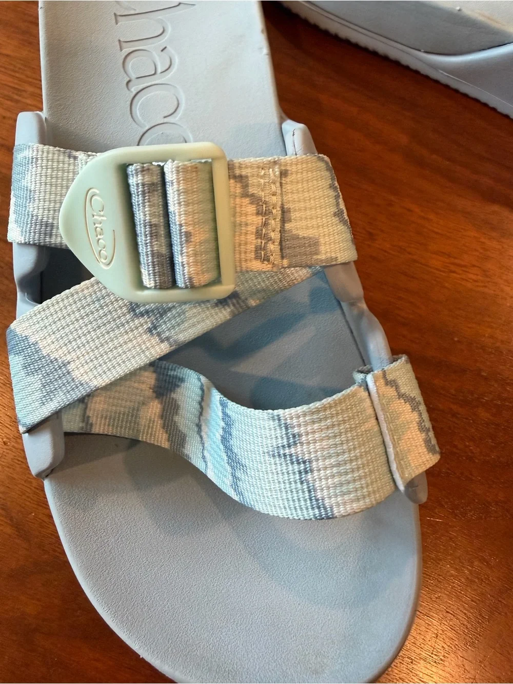 Chaco Chilos Women's Pale Blue Woven Strap Slide Sandals